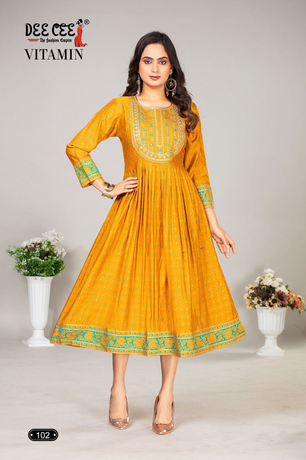 Vitamin By Dee Cee Chanderi Anarkali Kurtis Wholesale Shop In Surat
